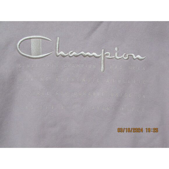 CHAMPION REVERSE WEAVE SIZE M BOXY CUT CROP TOP SHIRT PINK RIBBED SIDES LOGO - Picture 1 of 12